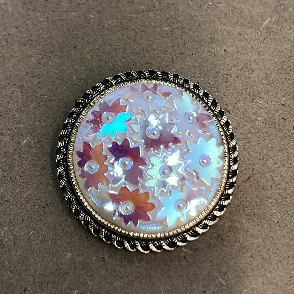 Vintage Rhinestone Floral Flower Western Germany Scarf Clip